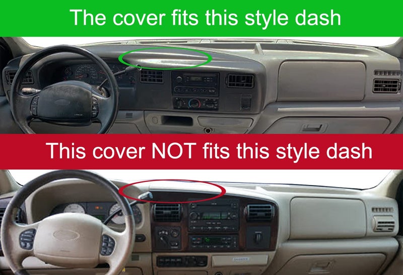 Yiz Dashboard Cover Dash Cover Mat Pad Carpet Custom Fit for Ford F250 F350 F450 Super Duty 1999 2000 2001 2002 2003 2004 / Ford Excursion 2000-2005 (Black) Y72 - Image 2
